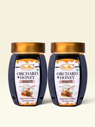 Orchard Honey Ajwain Flora Honey 500gm | Pure Honey | No Additives or Preservatives | Rich in Antioxidants| Desi Honey | Wild Forest Honey for Weight loss & Digestion | Natural Shahad 250gm+250gm Pack
