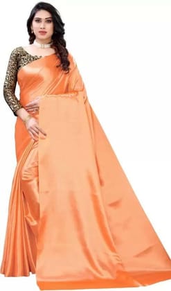 ANSH Womens Satin Solid Saree length (5.5m) & Blouse Piece Size (0.8m) (Multicolor)
