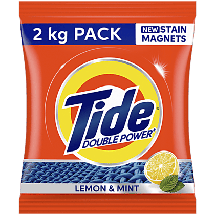 Tide Double Power Detergent Washing Powder - Top & Front Load, Lemon & Mint, 2 Kg