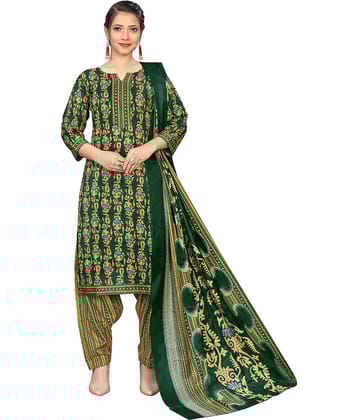 Rajnandini Women Cotton Blend Printed Straight Kurti With Patiala Salwar ( Green )