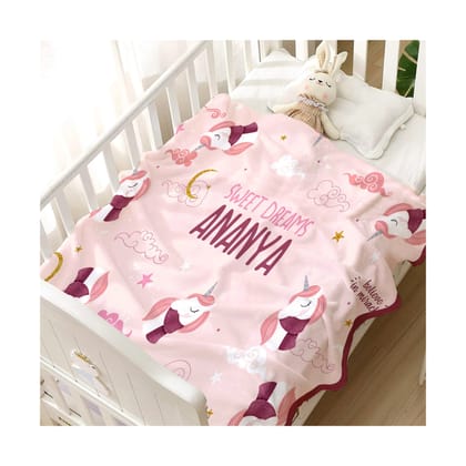 Perosnalised Cotton Blankets for Kids - Dreamy Unicorns Design-Toddler (30W" x 39H")
