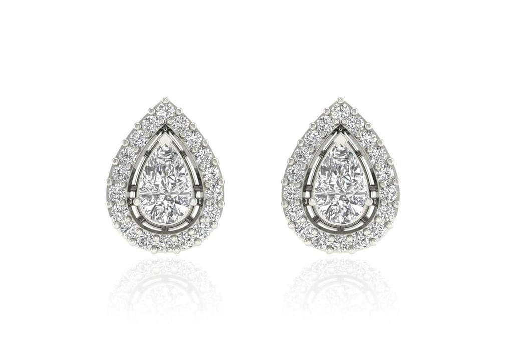 Teardrop Halo Solitaire Studs