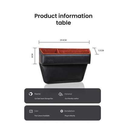 Valente Luxury Car Seat Gap Organizer - Leather Storage Box for Convenience and Style