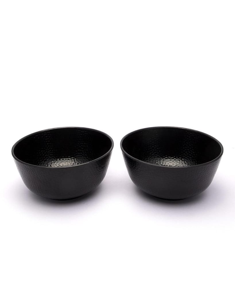 Serving Bowls, Mixing Bowl, Black, Hammered, Melamine, Set of 2