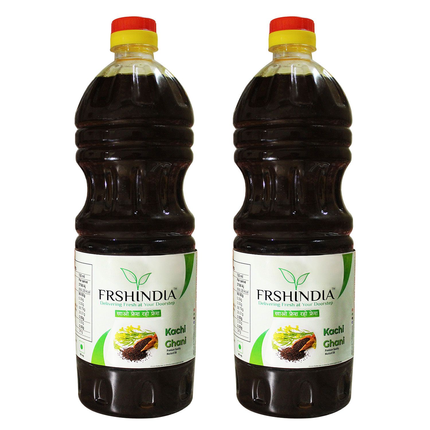 FRSHINDIA Cold Pressed Mustard Oil - 1 L (Pack of 2) Kachi Ghani Healthy Mustard Oil PET Bottle  (2 x 0.9 kg)