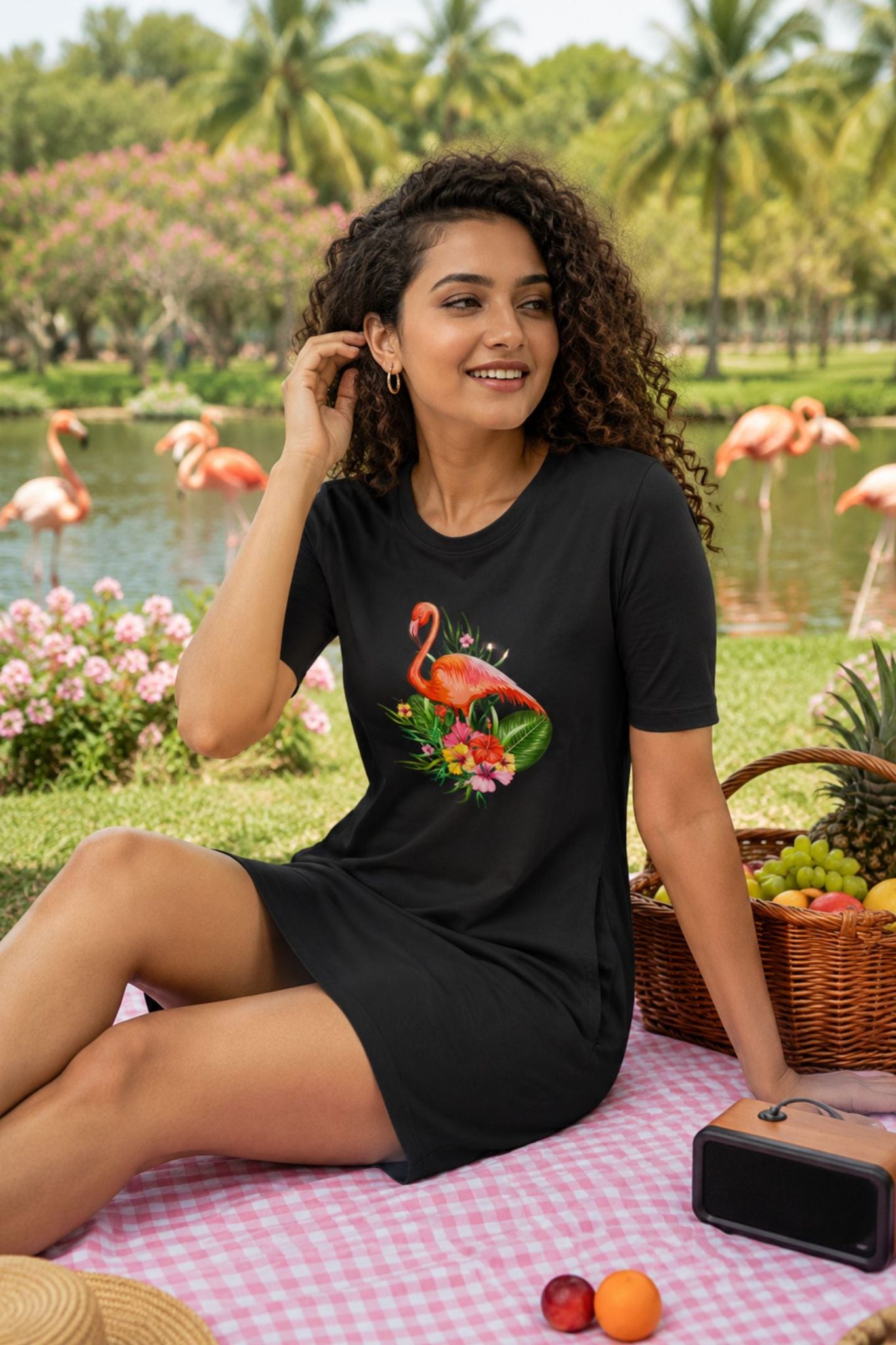 T-shirt Dress With Pockets - Fashionable Flamingo (5 Colours) (Slim Fit)