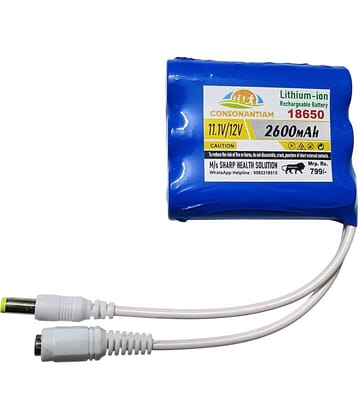 CONSONANTIAM Lithium Ion Battery Pack 11.1/12 Volt 2600 mAH Lithium-Ion Rechargeable with 5.5X2.1 DC Jack Battery, Multipurpose Use Toy, Student Projects, Devices, Etc. 12 Volt Battery Li-Ion 18650