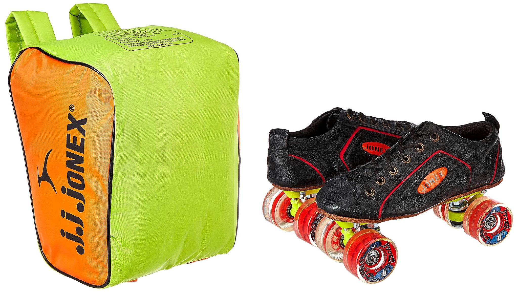 JJ Jonex Shoe Skates, Shoe Skates for Kids, Fix Body Shoe Skates (12, Black Red- Hyper Rollo)