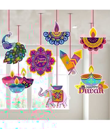 Zyozi Diwali Decorations Kit Happy Diwali Banner Deepavali Hanging Swirls Festival of Lights Party Supplies Indian Themed Party Decorations,