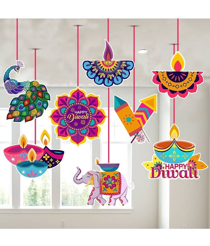 Zyozi Diwali Decorations Kit Happy Diwali Banner Deepavali Hanging Swirls Festival of Lights Party Supplies Indian Themed Party Decorations,