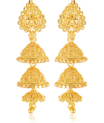 VIVASTRI Golden Jhumki Earrings ( Pack of 1 )