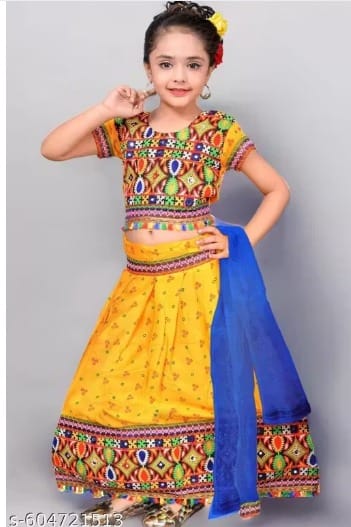 Yellow bandhani chaniya choli for girls