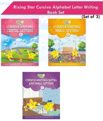 Rising Star Cursive Alphabet Capital & Small Letter Writing Practice Books Set For Kids| Set of 3| Ages 3-7 Years
