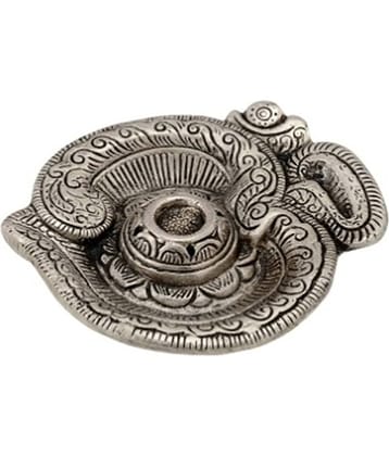 eCraftIndia Silver Metal Om Symbol Incense Stick Holder, Agarbatti Stand