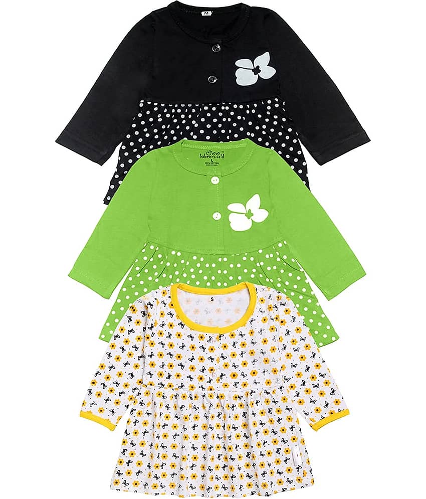 Babeezworld Pack of 3 Baby Girls 100% Cotton Frocks ( Multi )