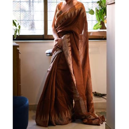 AWESOME LINEN COTTON PRINTED SAREE -1764