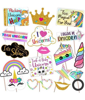Sana Party Decoration Unicorn Photobooth Props Set of 17 Pieces / Unicorn Party Supplies / Unicorn Party Decoration / Unicorn Photo Booth Props / Unicorn Theme Photo Props