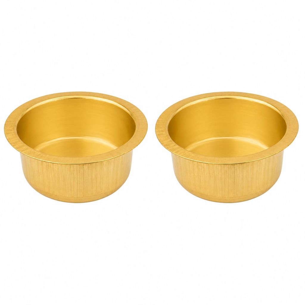 YAQWIHA Small Brass Bowl for Pooja (Pack of 2) – 2.5 Inch Mini Puna Cup – Kumkum Bowl for Chandan, Haldi, Roli, Prasad, Flowers – Home Temple & Festival Decoration – Handcrafted Pure Brass - Pooja Needs | Buy online on ZillyBuy