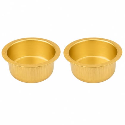 YAQWIHA Small Brass Bowl for Pooja (Pack of 2) – 2.5 Inch Mini Puna Cup – Kumkum Bowl for Chandan, Haldi, Roli, Prasad, Flowers – Home Temple & Festival Decoration – Handcrafted Pure Brass