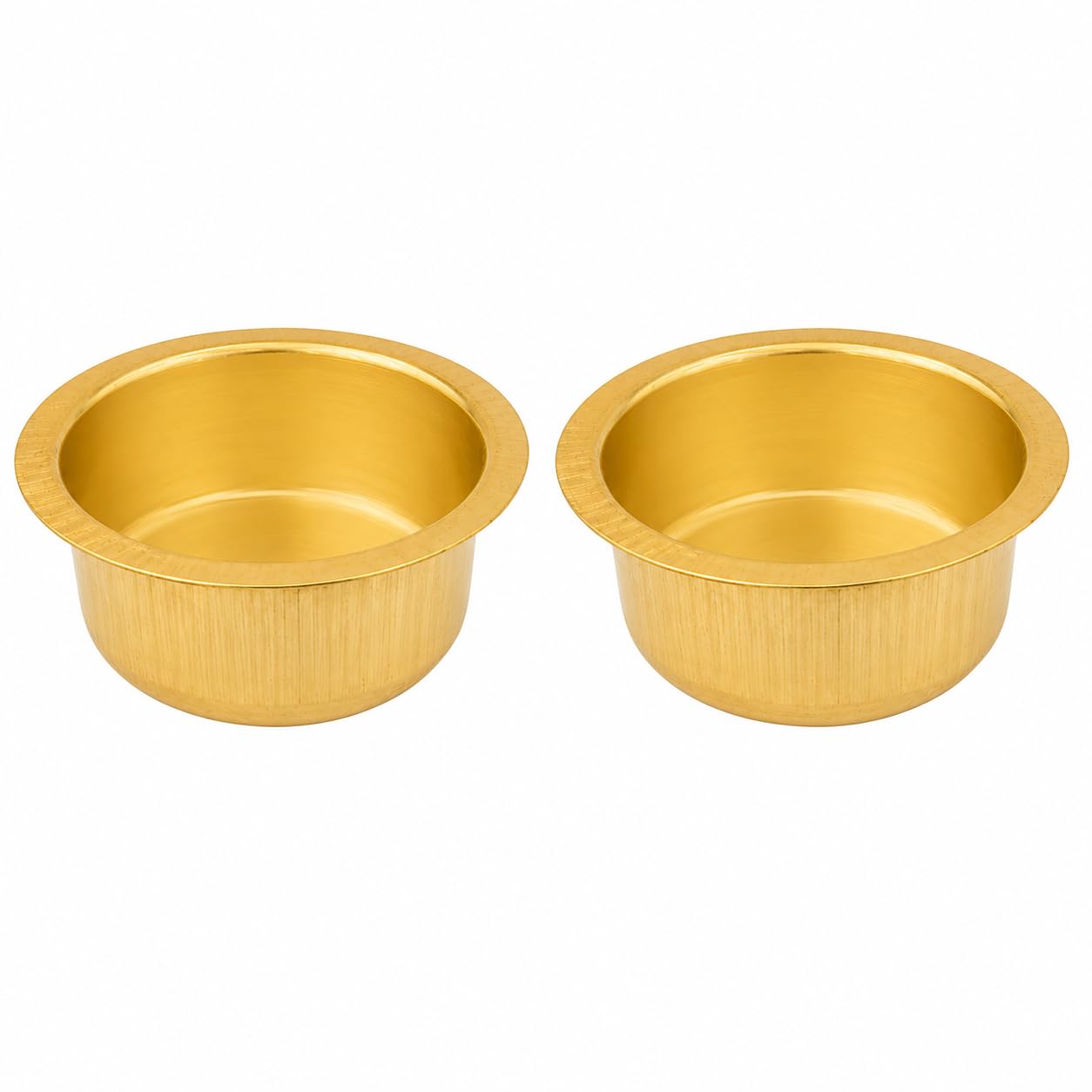 YAQWIHA Small Brass Bowl for Pooja (Pack of 2) – 2.5 Inch Mini Puna Cup – Kumkum Bowl for Chandan, Haldi, Roli, Prasad, Flowers – Home Temple & Festival Decoration – Handcrafted Pure Brass