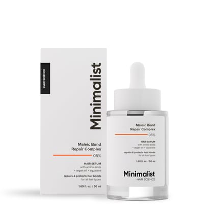 Minimalist Serum for Repairing Damaged Hair | Maleic Bond Repair Complex 05% Hair Serum with Amino Acids, Argan Oil & Squalane | For Women & Men | For All Hair Types | 50 ml Minimalist Serum for Repairing Damaged Hair | Maleic Bond Repair Complex 05% Hai