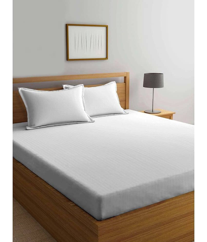 Klotthe Poly Cotton 1 Double King Bedsheet with 2 Pillow Covers ( White )