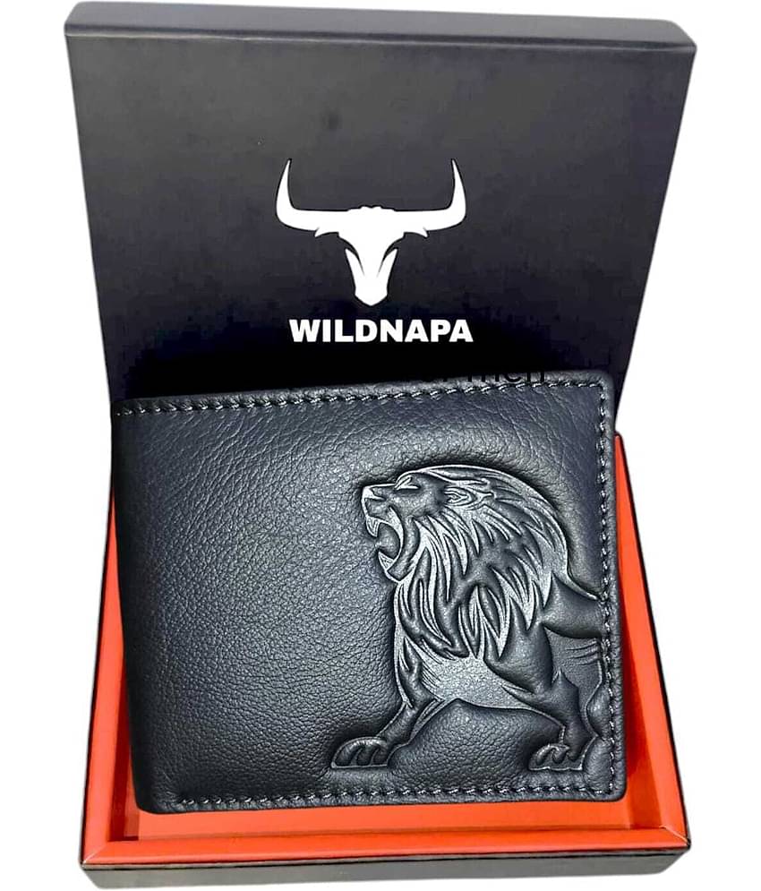 WILDNAPA 100% Leather Solid Men's Regular Wallet With 8 Slots For Card ( Black , Pack of 1 )