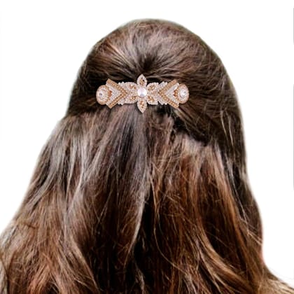 Gold Plated Rhinestone Hair Barrette