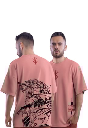Berserk X Guts Oversized T-Shirt-Coral Haze / S