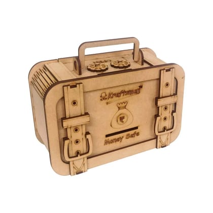 Briefcase-Style Wooden Money Bank for Kids & Adults  Handcrafted Pine Wood Coin Box with 2-Digit Password Lock