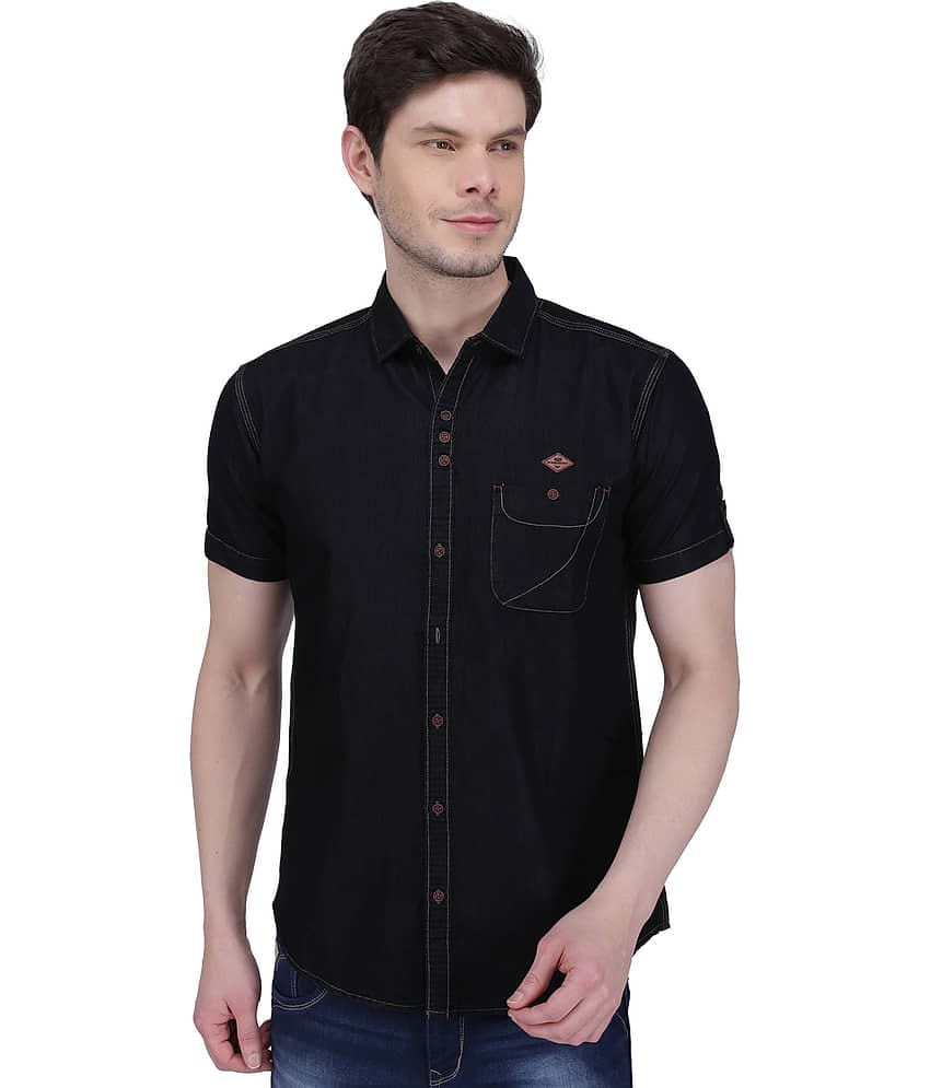 Kuons Avenue Denim Slim Fit Men's Casual Shirt - Black ( Pack of 1 )