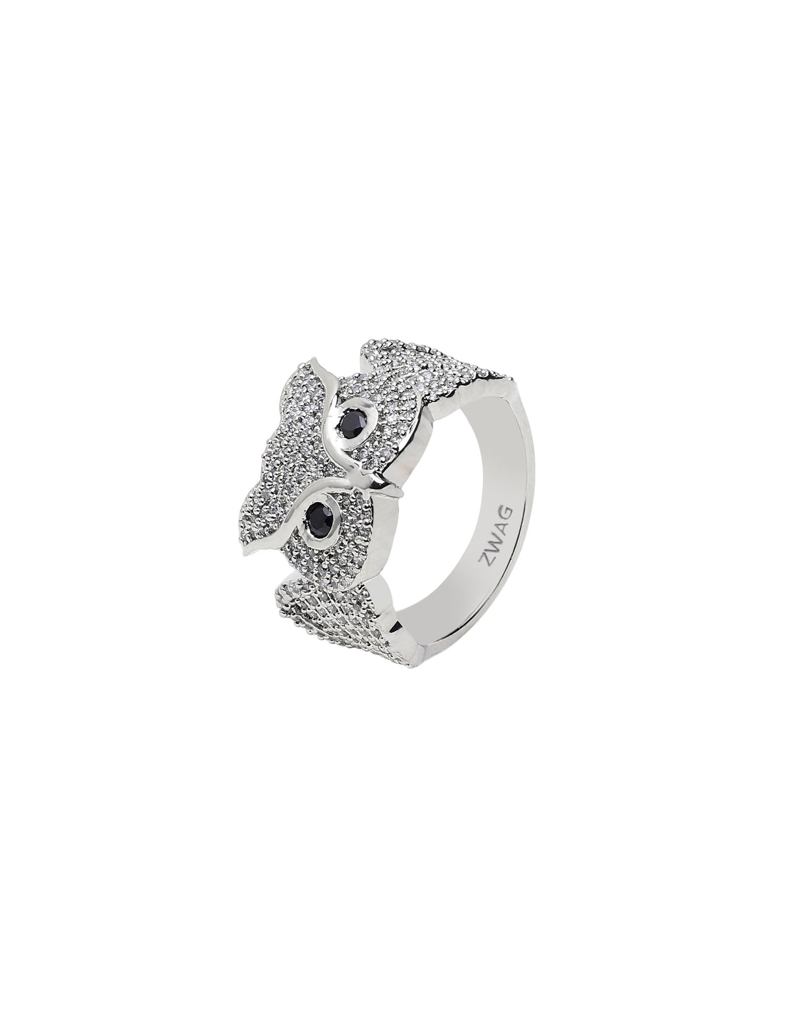 Snowy Owl Iced Out Ring (Black Onyx)-8-9 / Black Onyx