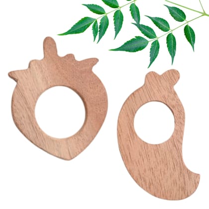 TOYJOS Natural Neem Wood Fruit Shape Baby Teether | 6-12 Months Infant Toddler Teething Aid | Easy-to-Hold, Eco-Friendly, Antibacterial BIS Certified Chew Toy for Birthday, Baby Shower Gift (Set of TOYJOS Natural Neem Wood Fruit Shape Baby Teether | 6-12 Months Infant Toddler Teething Aid | Easy-to-Hold, Eco-Friendly, Antibacterial BIS Certified Chew Toy for Birthday, Baby Shower Gift (Set of