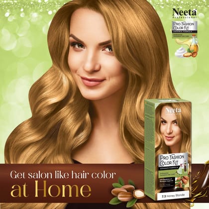 Neeta Professional Pro Fashion Color Kit 7.3 Honey Blonde 100g Pack of 3, Permanent Hair Color, Creme Hair Colour for Women & Men