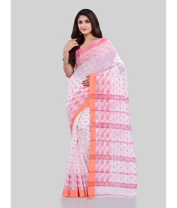 Desh Bidesh Cotton Printed Saree With Unstitched Blouse Piece ( White )