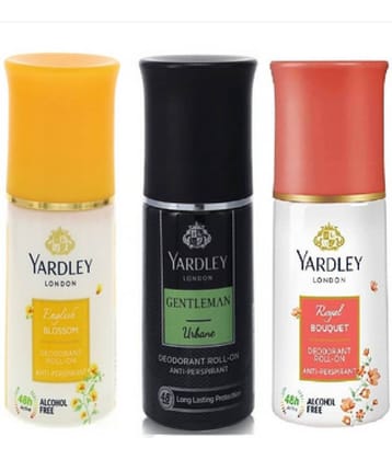 Yardley London ENGLISH BLOSOOM ,URBAN &ROYAL BOUQUTE Deodorant Roll-ons for Men,Women 150 ml ( Pack of 3 )