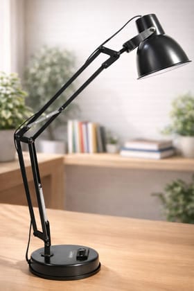 SPARKWORLD Adjustable Doctor Study Lamp with Bulb Black Metal Body Table/Wall Mountable | Size: 12 x60 cm