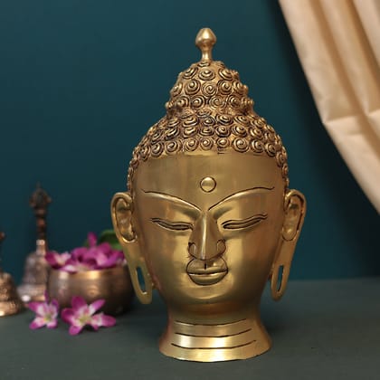 Brass Decorative Table Top Buddha Head-H*L*W = 15*10*8 Inches / Brass