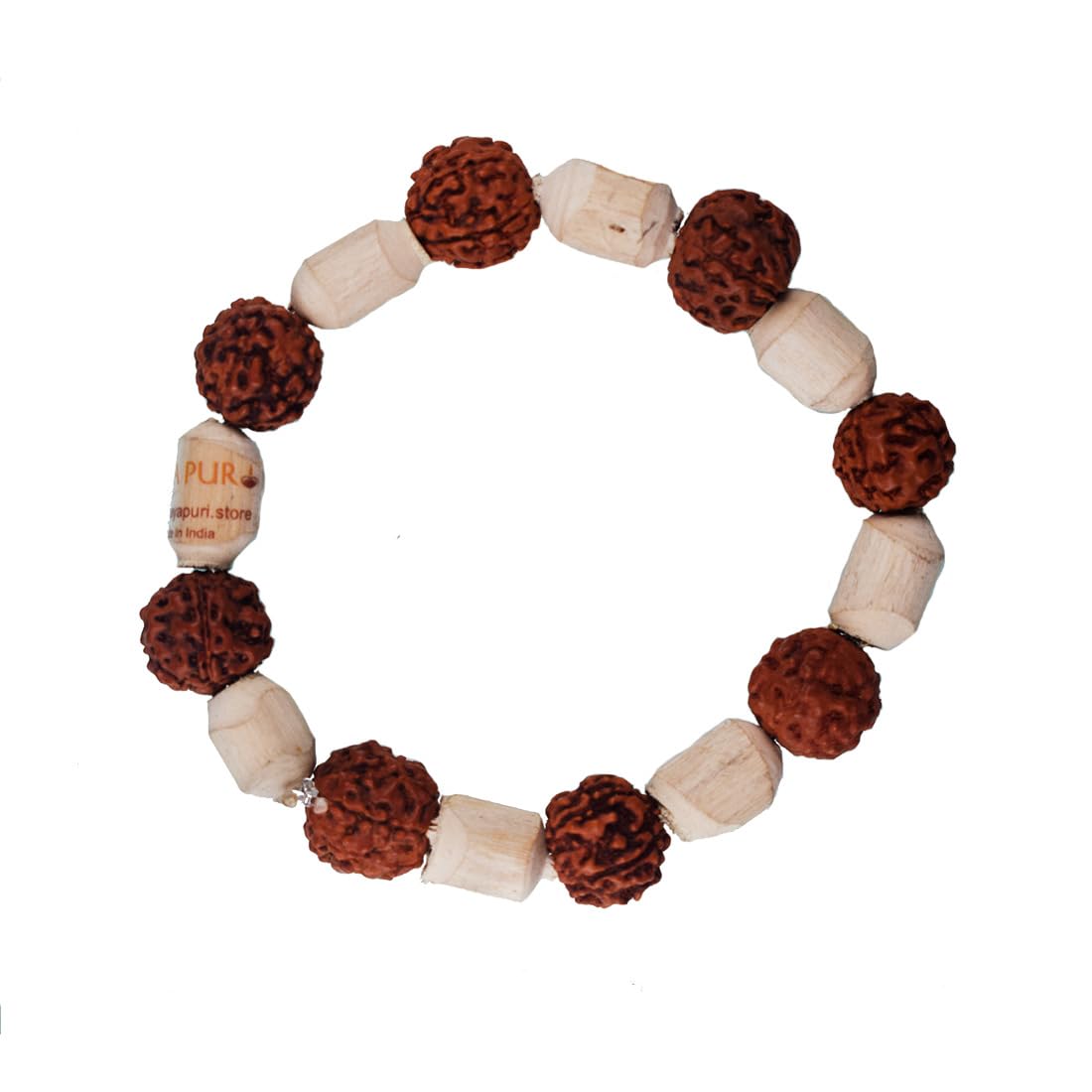 MAYAPURI Tulsi Rudraksha Bracelet 5 Mukhi Rudraksha Bracelet for Men and Women Combo (Pack of 2)