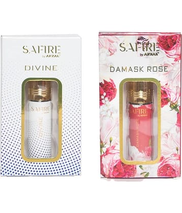 SAFIRE CHOCO MUSK, DAMASK ROSE & DIVINE ATTAR (COMBO PACK 6ML*2) ROLL-ON PERFUME OIL FOR MEN AND WOMEN