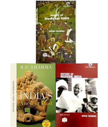 SET OF 3 BOOKS (History of Medieval India) (OXFORD India's Ancient Past) (History Of Modern India)
