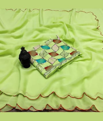 supalee Tex Georgette Solid Saree With Unstitched Blouse Piece ( Multicolor1 )