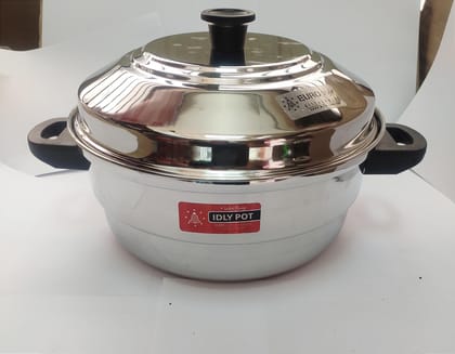 NAAYAGI - STAINLESS STEEL MADEDUAL USE  IDLY AND PUDDU MAKER WITH PUDDU PLATE, DUAL USE COOKING POT, STEAMER - 14 CUP MODEL