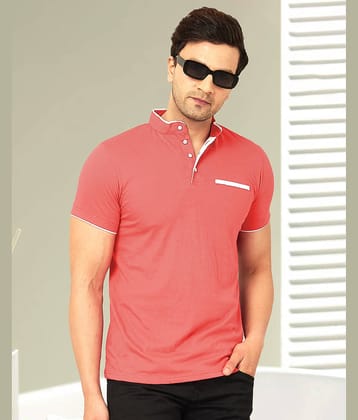 AOOSH Cotton Blend Regular Fit Solid Half Sleeves Men's Mandarin Collar T-Shirt - Teal Blue ( Pack of 1 )