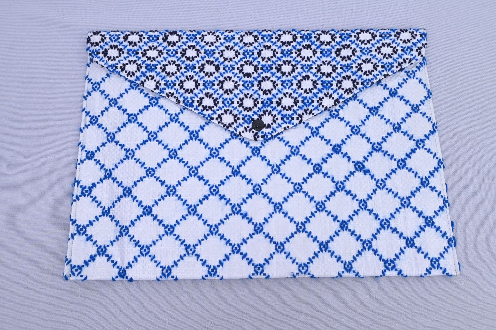 Handwoven Taat Fabric Document Holder File Folder with Flap Button Closure