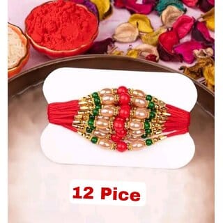 (Pack of 12) CHARKEE Fancy 12 Bhaiya Bhabhi Rakhi (Multicolour)
