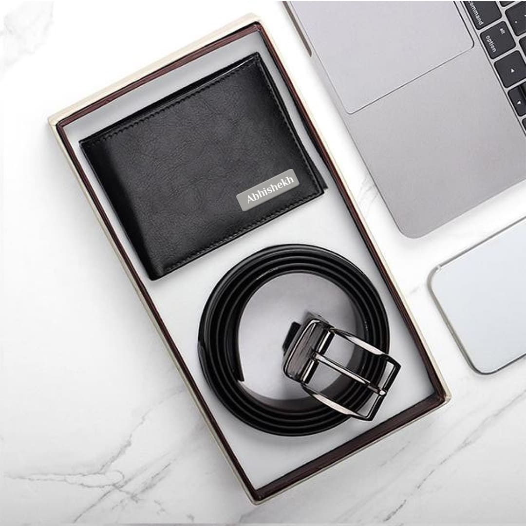 Personalized Gift : Stylish Personalized Wallet & Belt Combo for Men