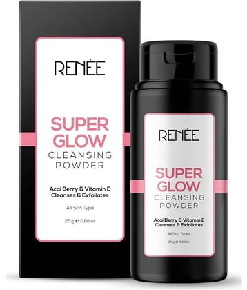 Renee Super Glow Cleansing Powder - Exfoliating & Hydrating Formula with Vitamin E Face Wash, 25 Gm