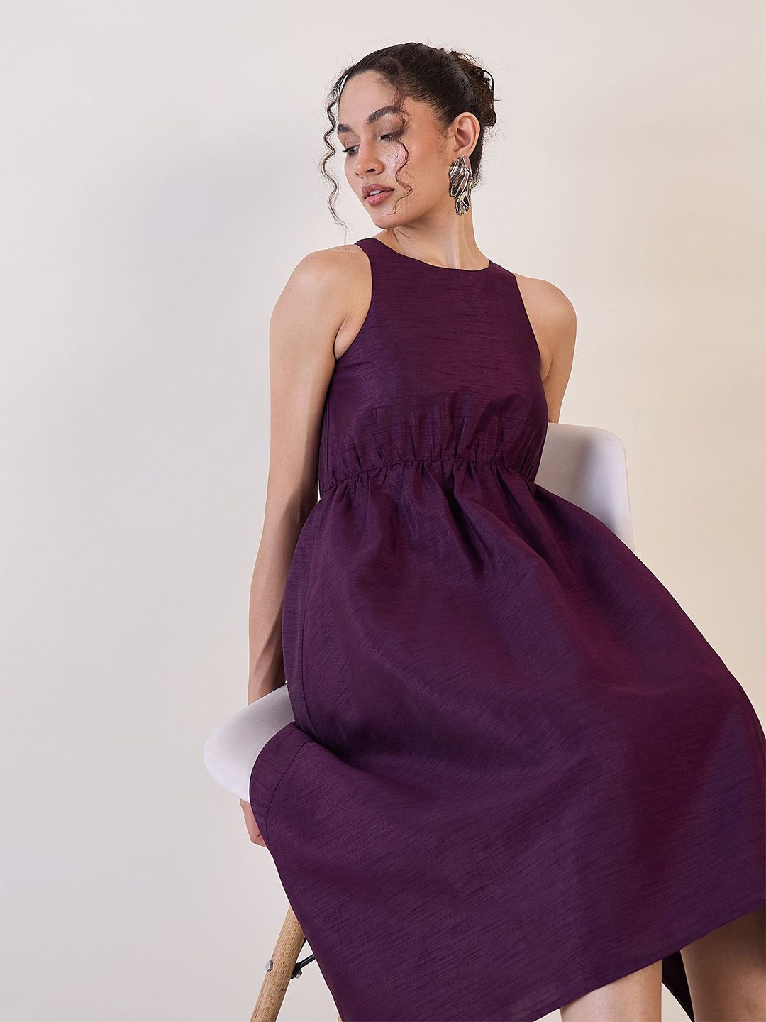 Purple Box Back Fit & Flare Dress-XS