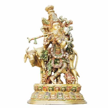 Brass Krishna With Cow Big Idol (BSMAS690 C)